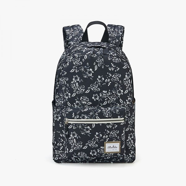 Fashionable Black Floral School Backpack